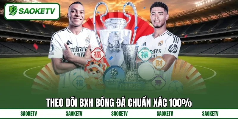 Theo dõi BXH bóng đá chuẩn xác 100%